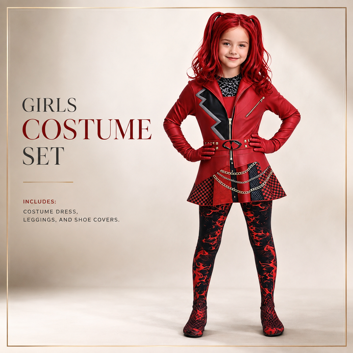 Villain Costume Set with Leggings Halloween Outfit for Kids and Adults