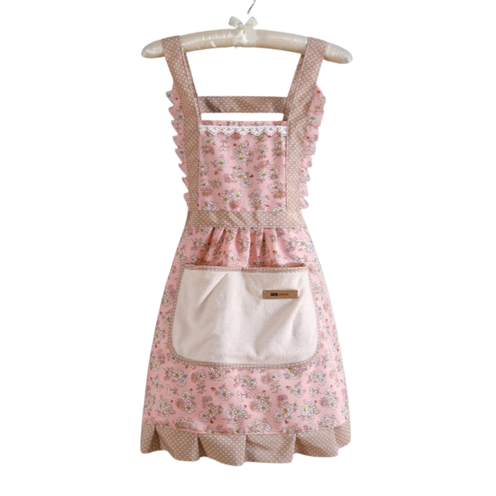 Waterproof Cotton Kitchen Apron with Floral Pattern