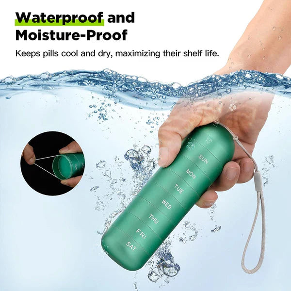 7 Day Aluminum Portable Pill Organizer Box Travel Medicine Container