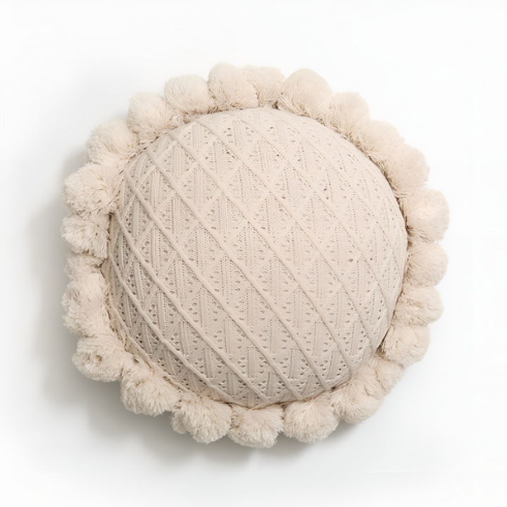 Sunflower Shape Pom Pom Decorative Cushion Pillow