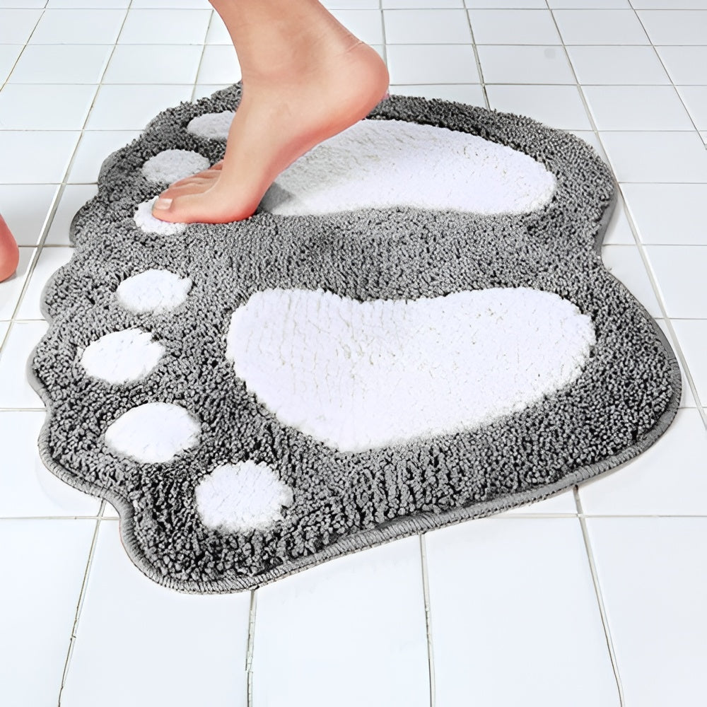 Paw Print Bath Mat Rectangular Non-Slip Bathroom Floor Rug