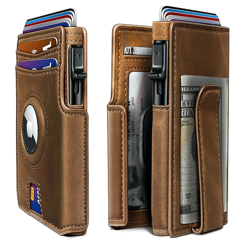 Metal RFID Wallet with Automatic Pop-Up and Airtag Slot