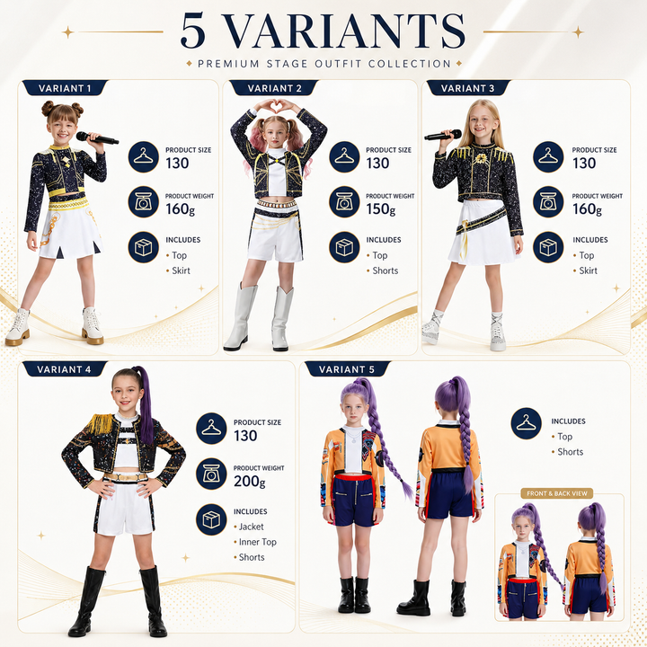 Girls Star Print Performance Dance Costume Set