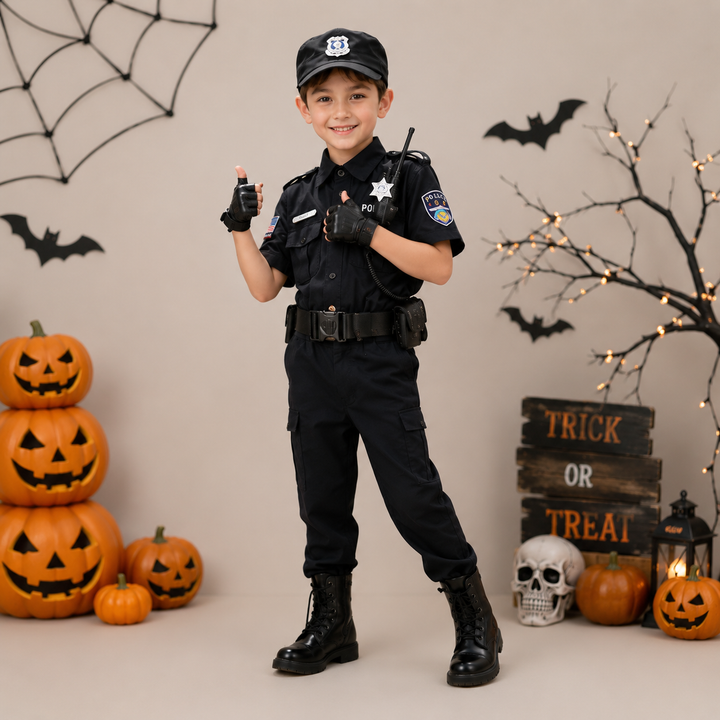 Kids Police Officer Costume Set Uniform Roleplay Cosplay for Children
