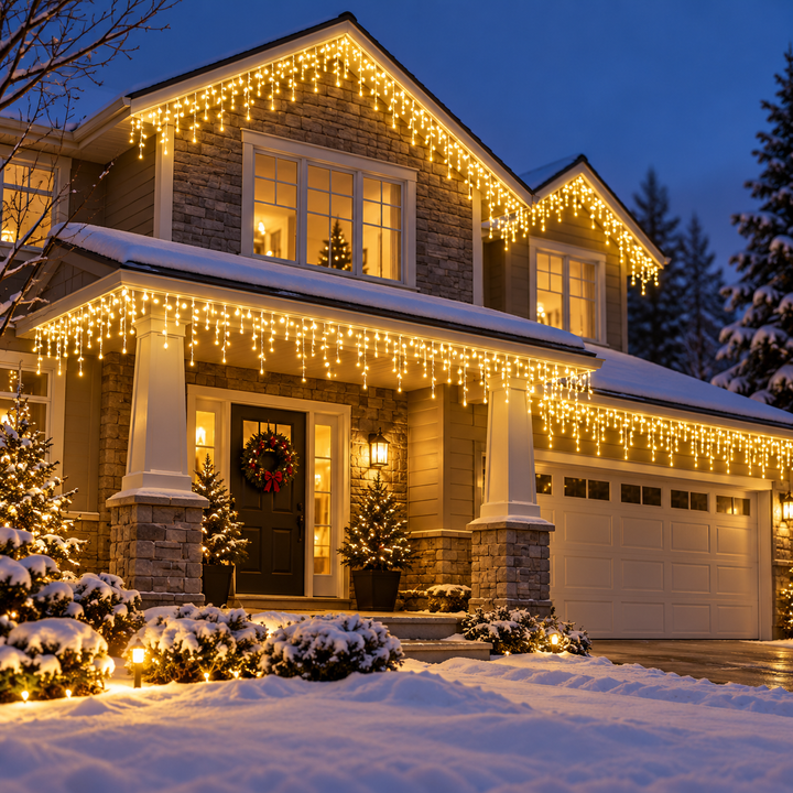 LED Curtain Lights Outdoor Warm White Waterproof