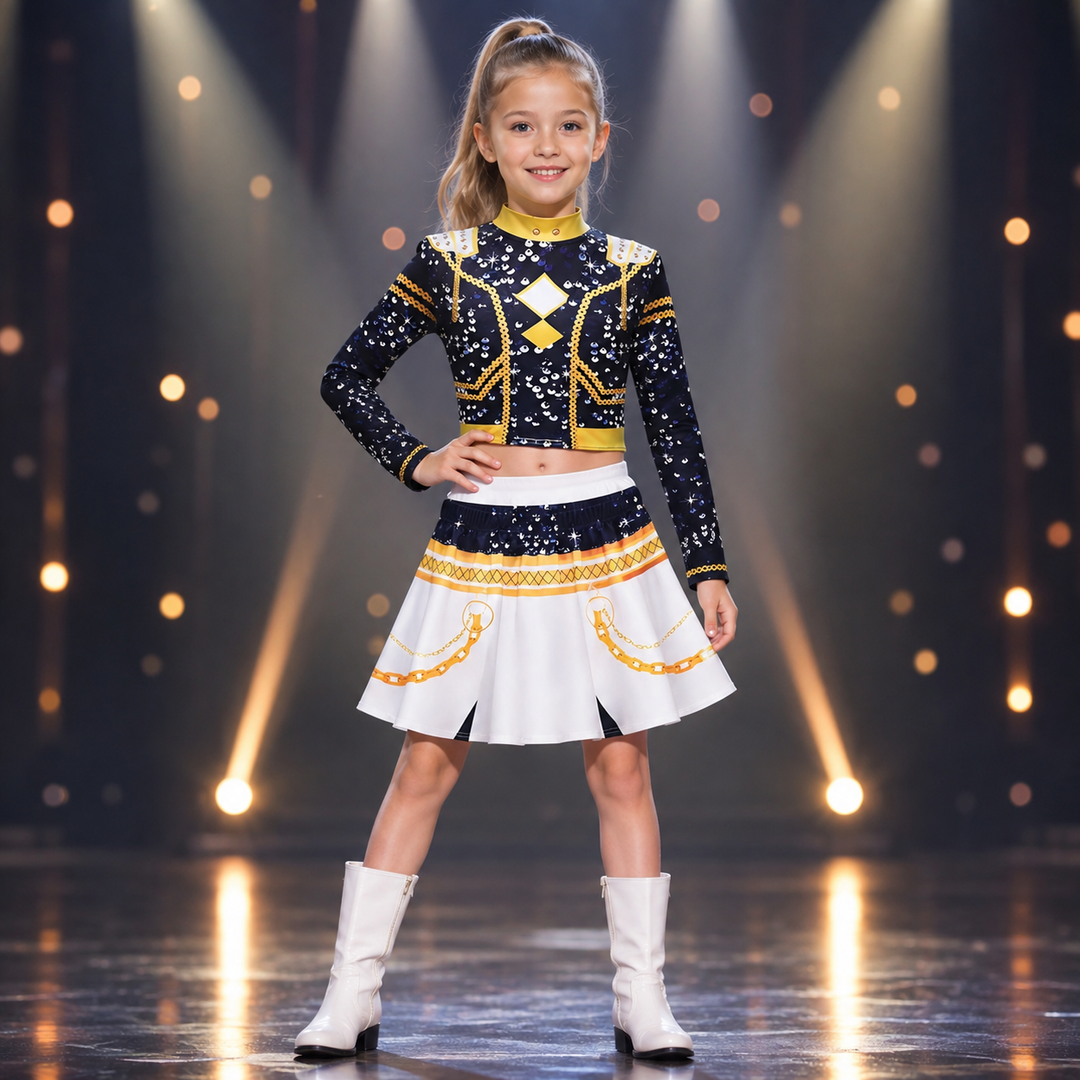 Girls Sequin Idol Stage Performance Costume Outfit
