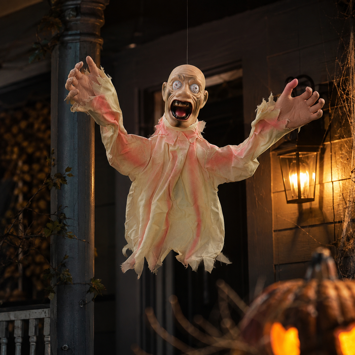 Hanging Zombie Halloween Prop Animated Swinging Ghost Decoration