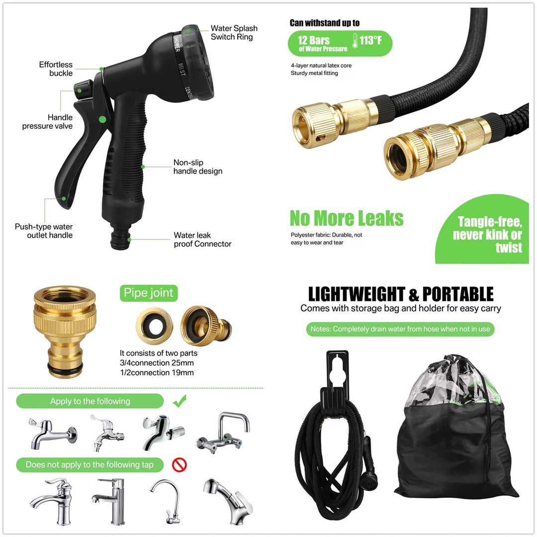30 Meter Expandable Garden Hose Anti-Kink Tangle-Free Durable Hose
