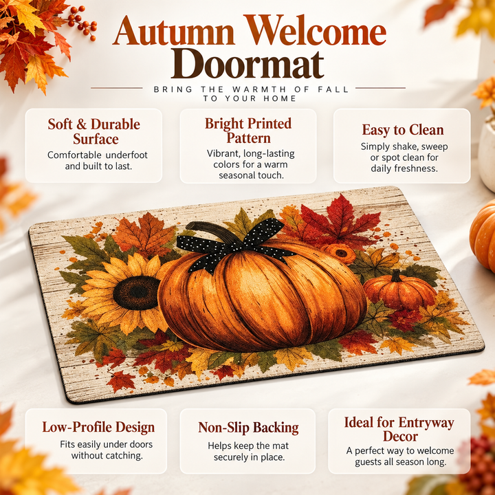 Pumpkin Doormat Non Slip Velvet Entryway Welcome Floor Mat