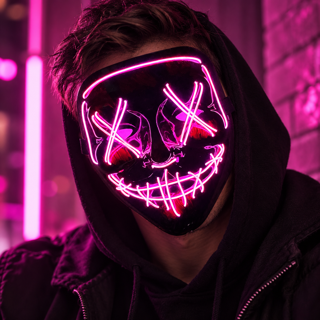 Wireless LED Purge Mask Neon Glow in the Dark Horror Mask