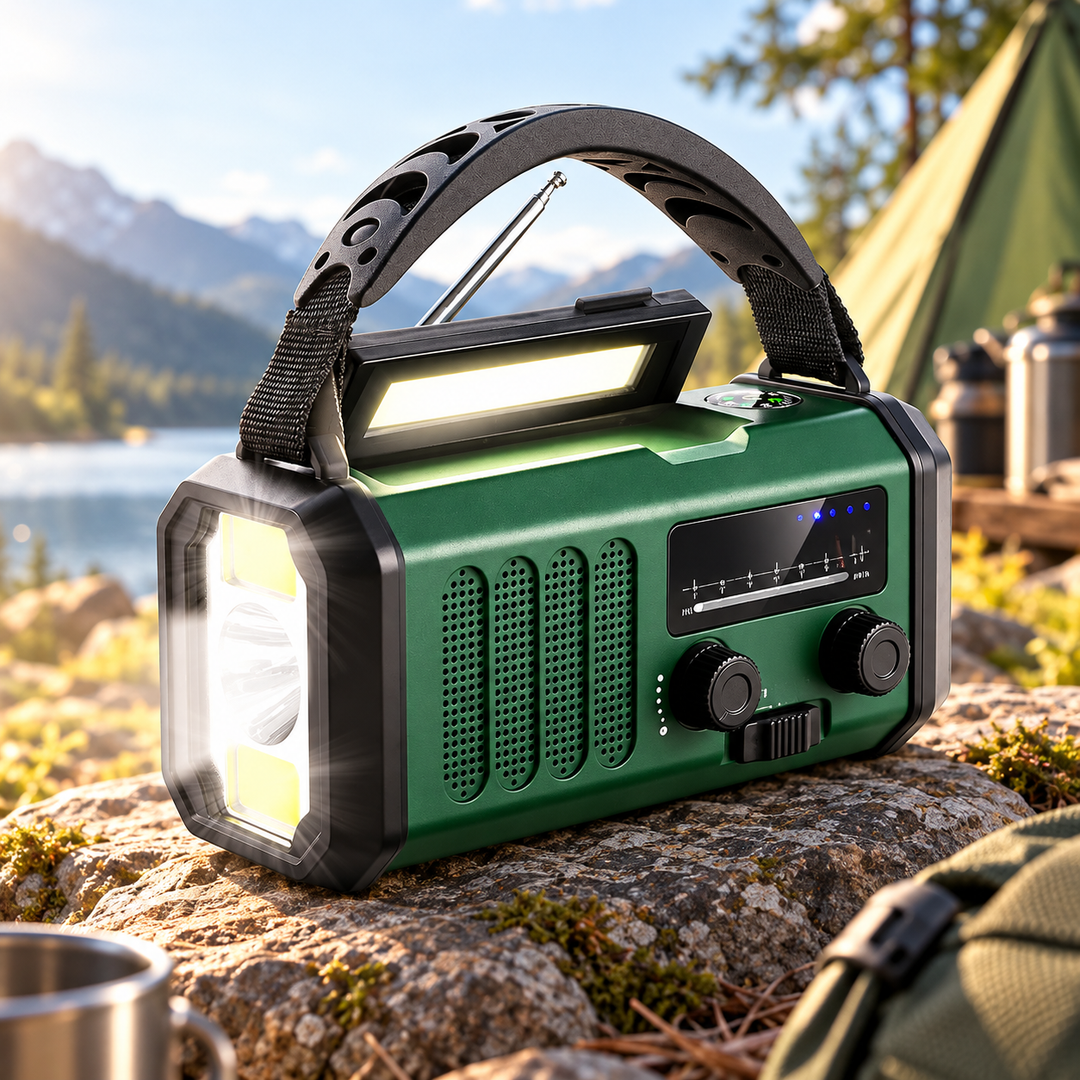 Wind Up Emergency Radio 10000mAh Solar 135lm Flashlight Reading Lamp