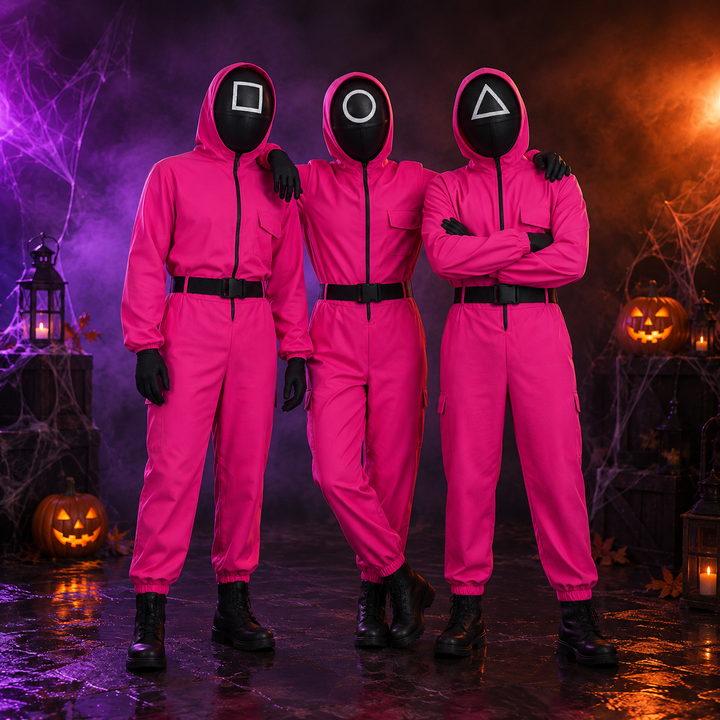 Adult Jumpsuit Costume with Mask Halloween Cosplay Set Squid Game Guard