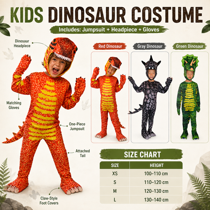 Kids T-Rex Dinosaur Jumpsuit Costume Halloween Costume for Children