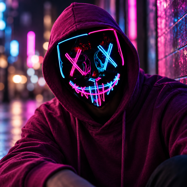 LED Light Up Mask Halloween Cosplay Masquerade Party Mask