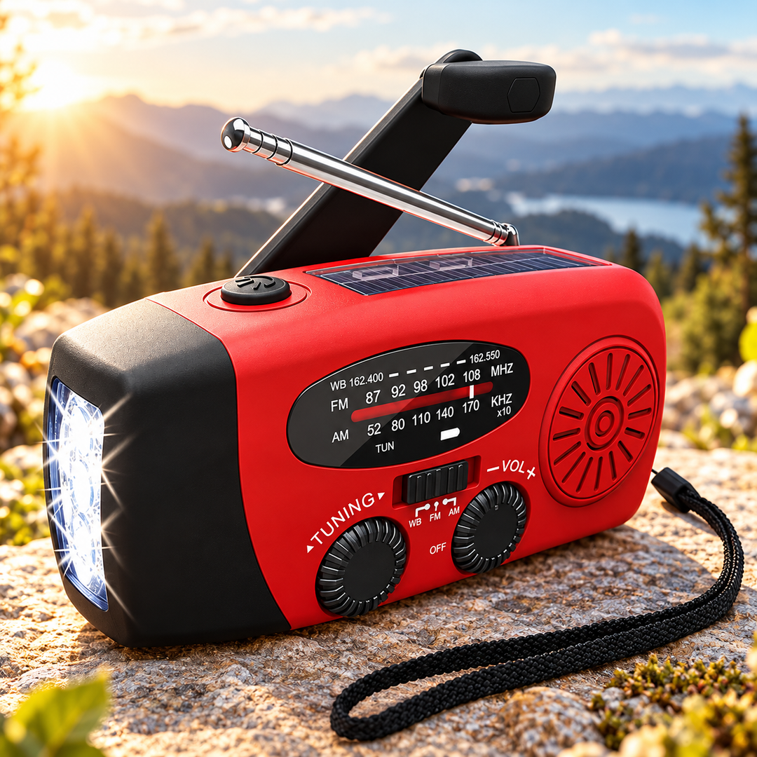 Hand Crank Emergency Radio Solar USB 2000mAh Power Bank LED Flashlight