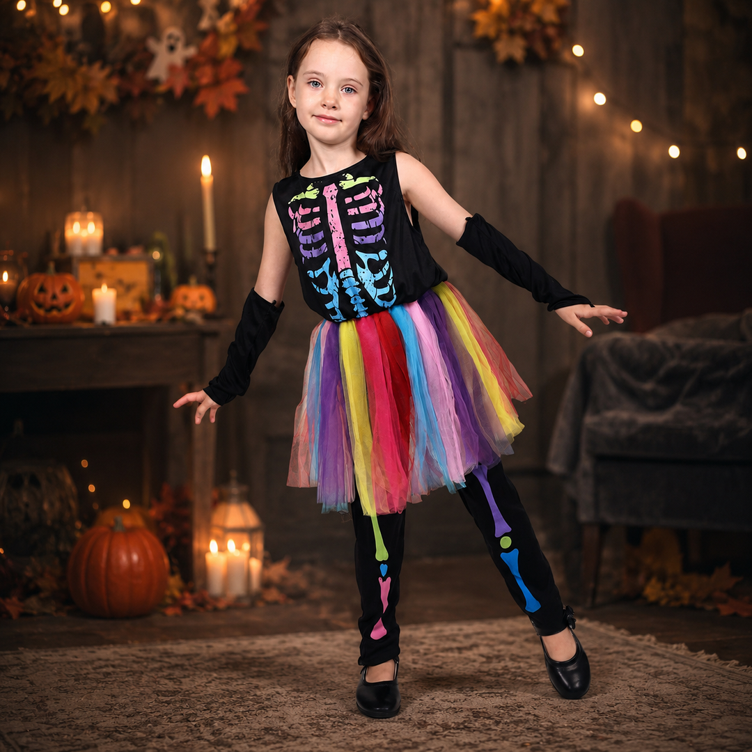 Vampire Costume for Girls with Cape and Vest Halloween Outfit
