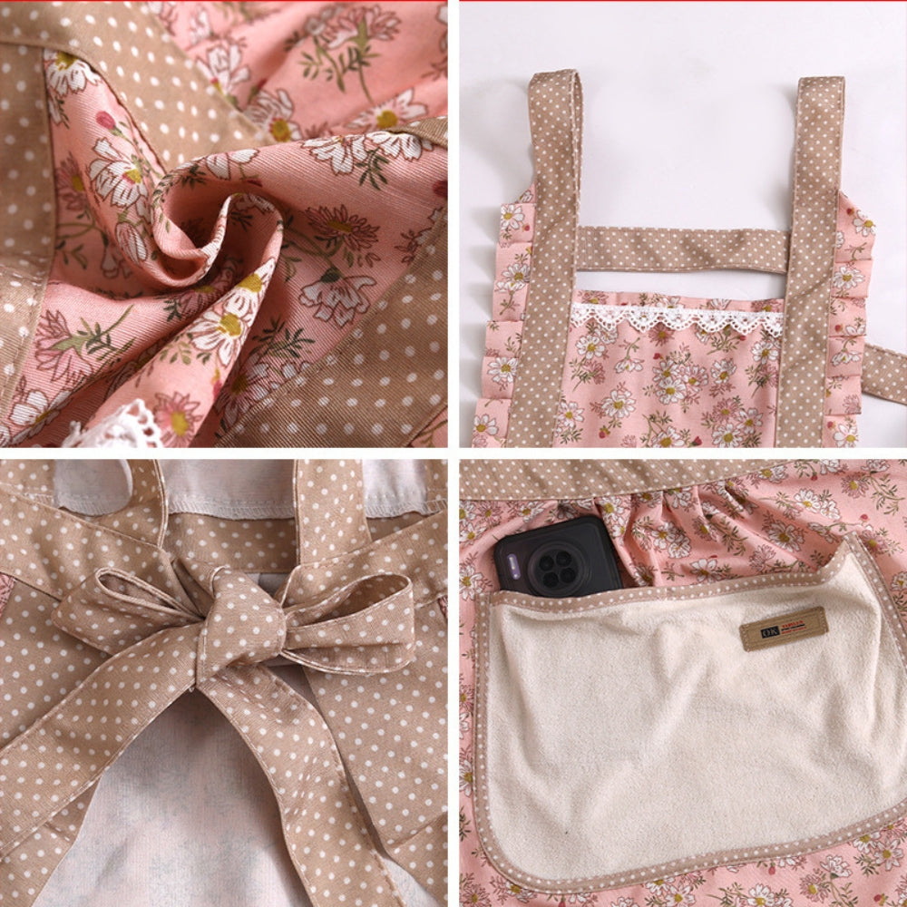 Waterproof Cotton Kitchen Apron with Floral Pattern