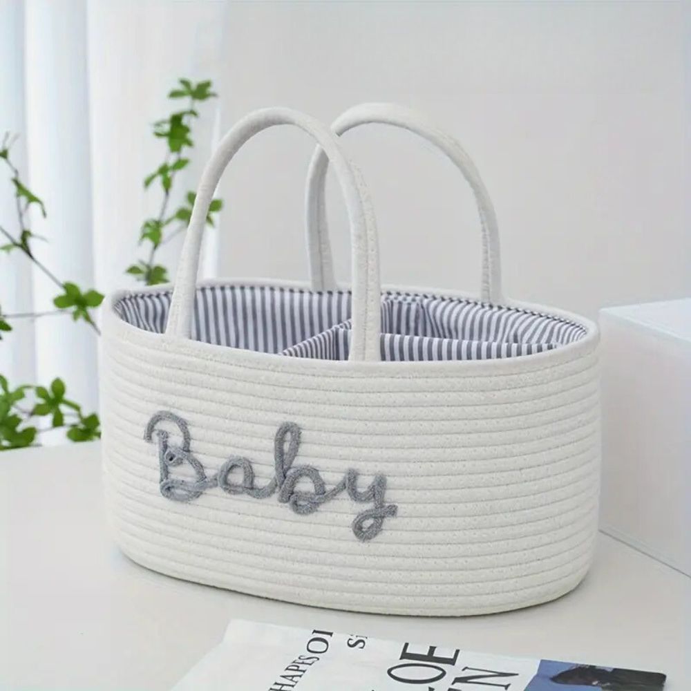 Baby Storage Caddy Organizer Rope Handle Basket