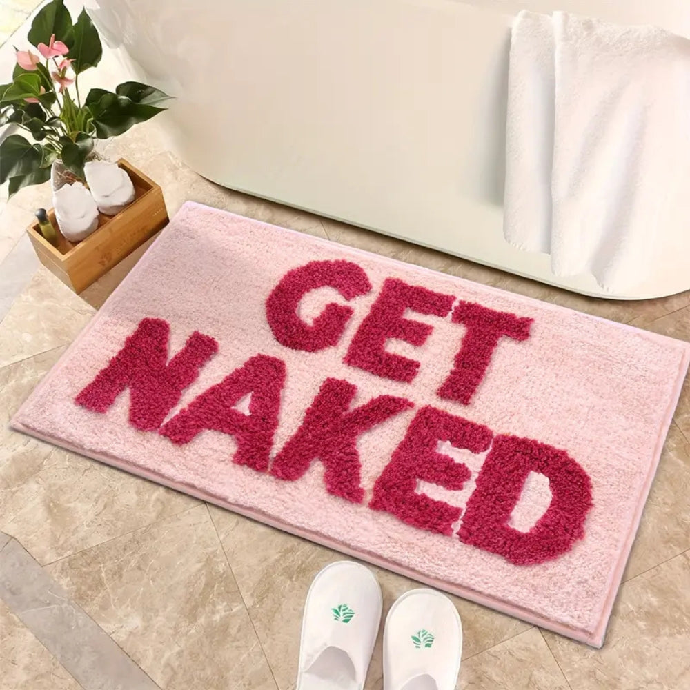 Bathroom Mat Square Printed Funny Get Naked Bath Rug