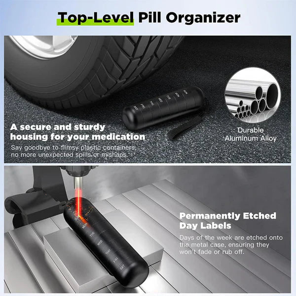 7 Day Aluminum Portable Pill Organizer Box Travel Medicine Container