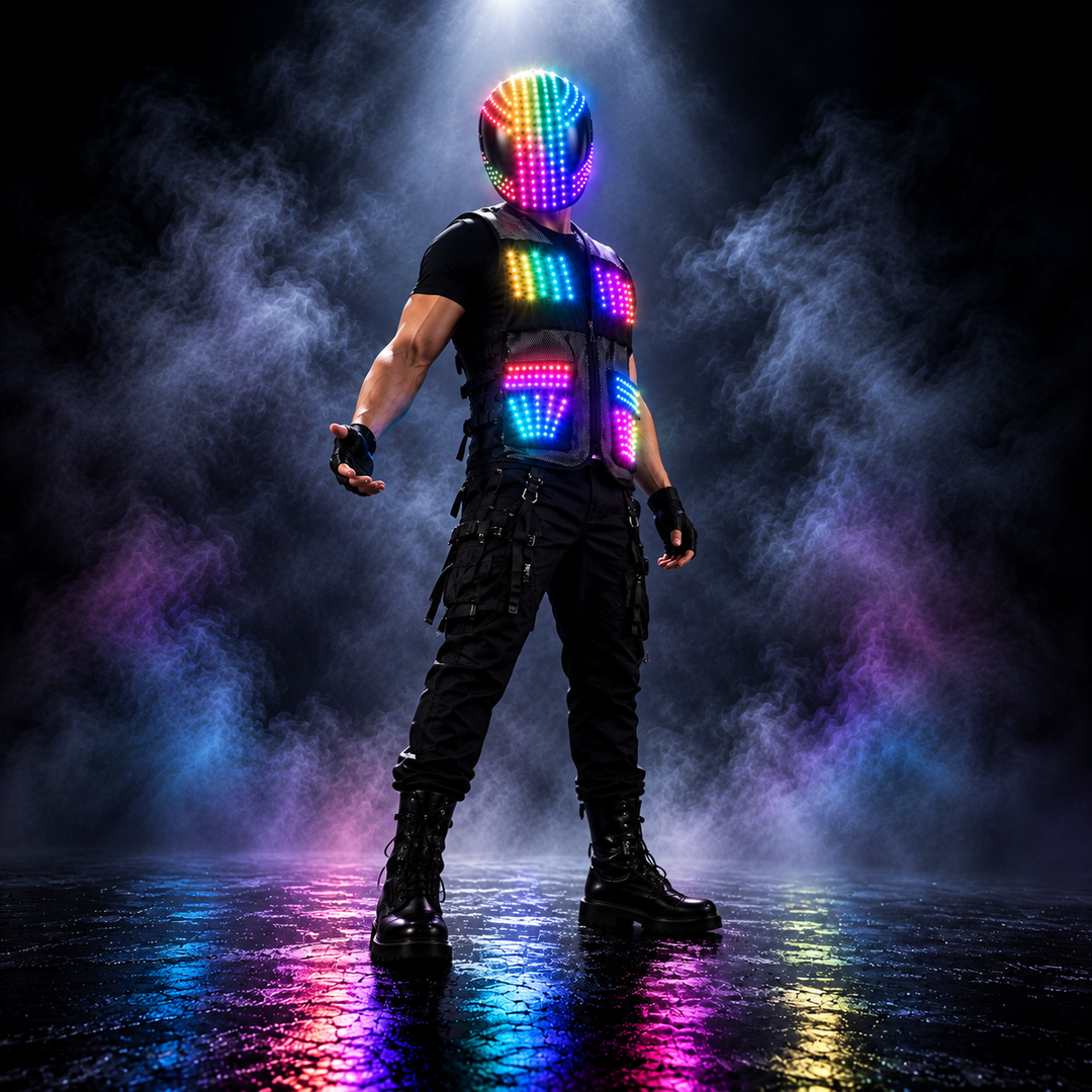 LED Helmet and Vest Set for Stage Performance