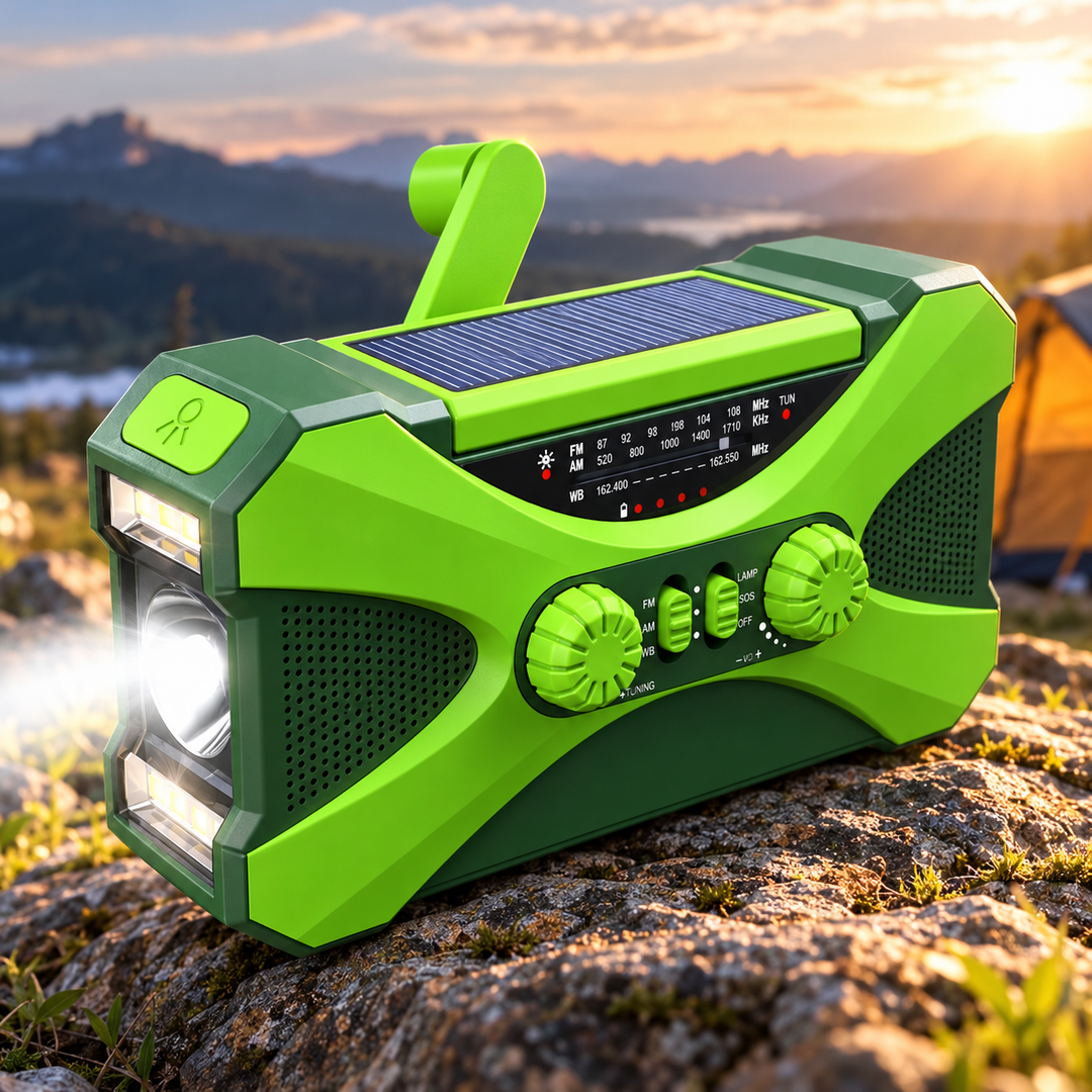 Rugged Emergency Radio Hand Crank Solar 10000mAh 3 Mode Flashlight SOS