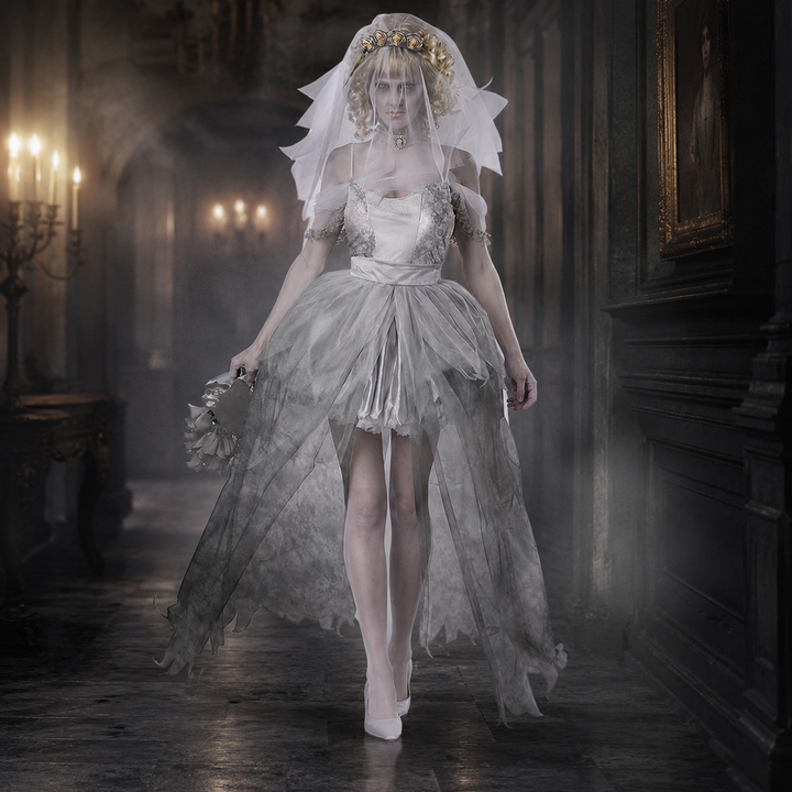 Zombie Bride Costume Ghost Wedding Dress Halloween Costume