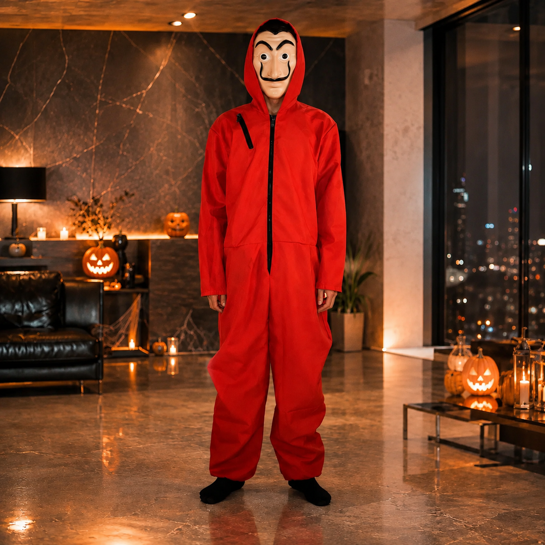 Jumpsuit Costume with Mask Halloween Outfit Set