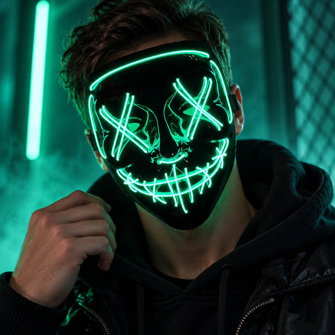 Wireless LED Purge Mask Neon Glow in the Dark Horror Mask