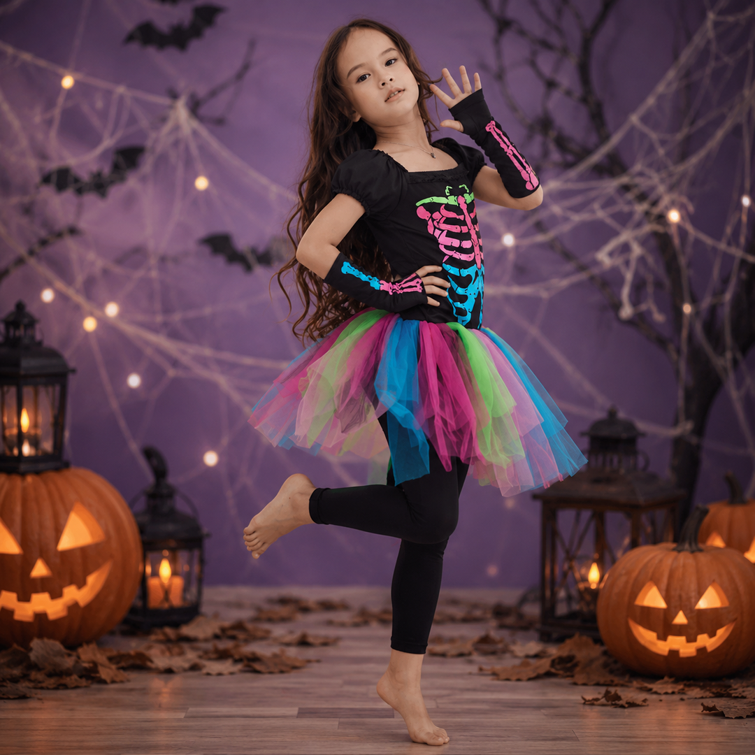 Kids Skeleton Costume Halloween Cosplay Party Trick or Treat Outfit
