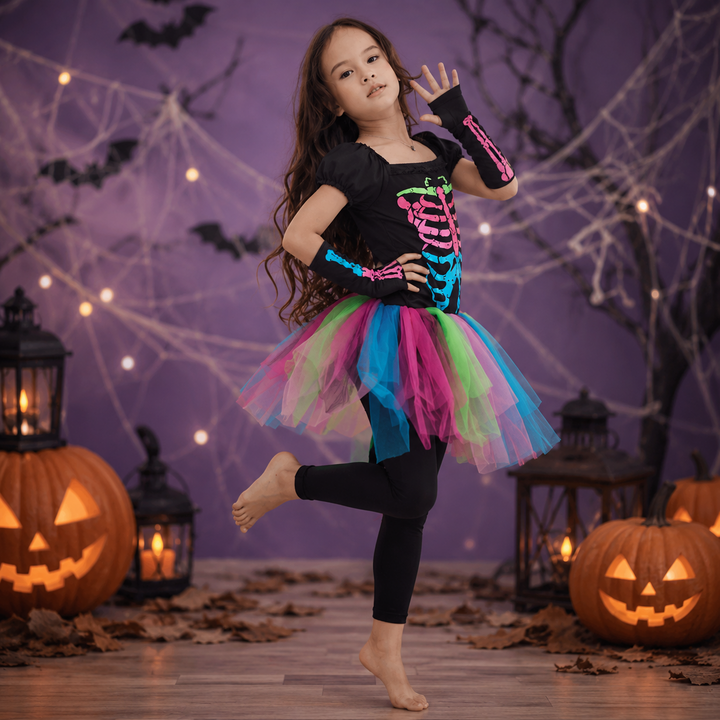 Kids Skeleton Costume Halloween Cosplay Party Trick or Treat Outfit