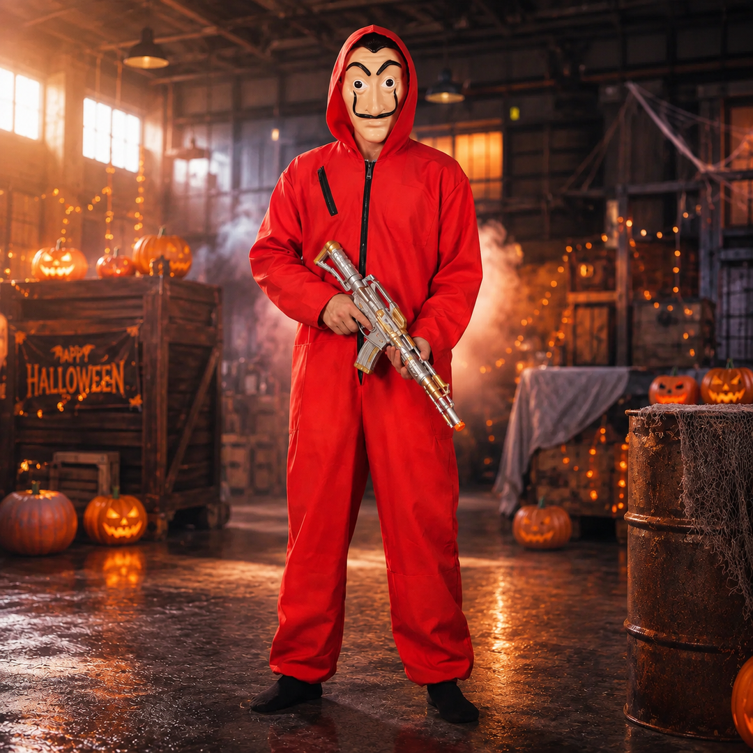 Jumpsuit Costume with Mask Halloween Outfit Set
