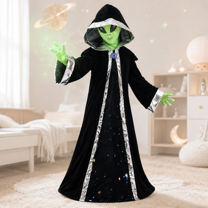Kids Alien Costume Hooded Robe with Mask Halloween Costume Set