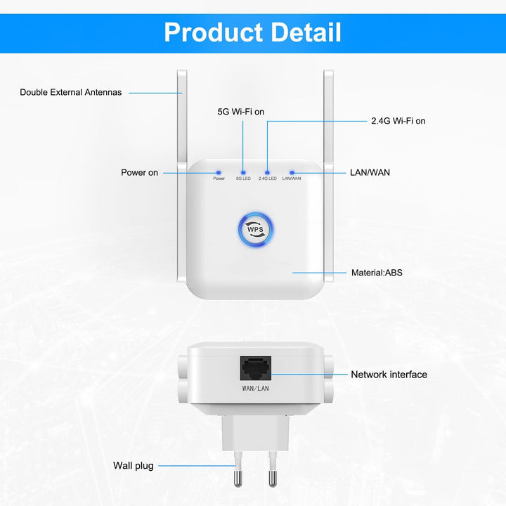 5G WiFi Signal Booster Wireless Range Extender Router