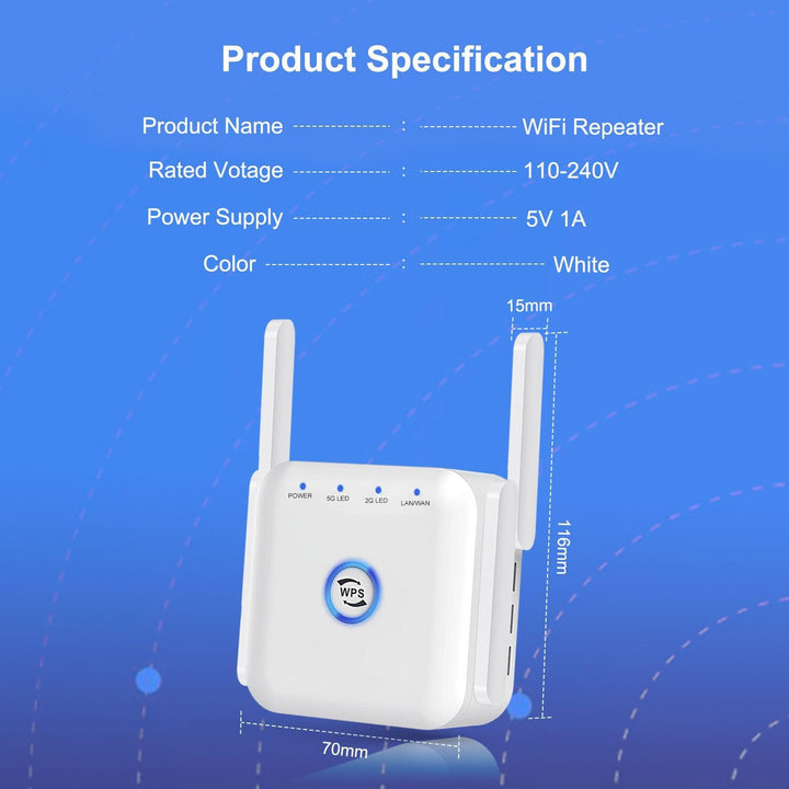 5G WiFi Signal Booster Wireless Range Extender Router