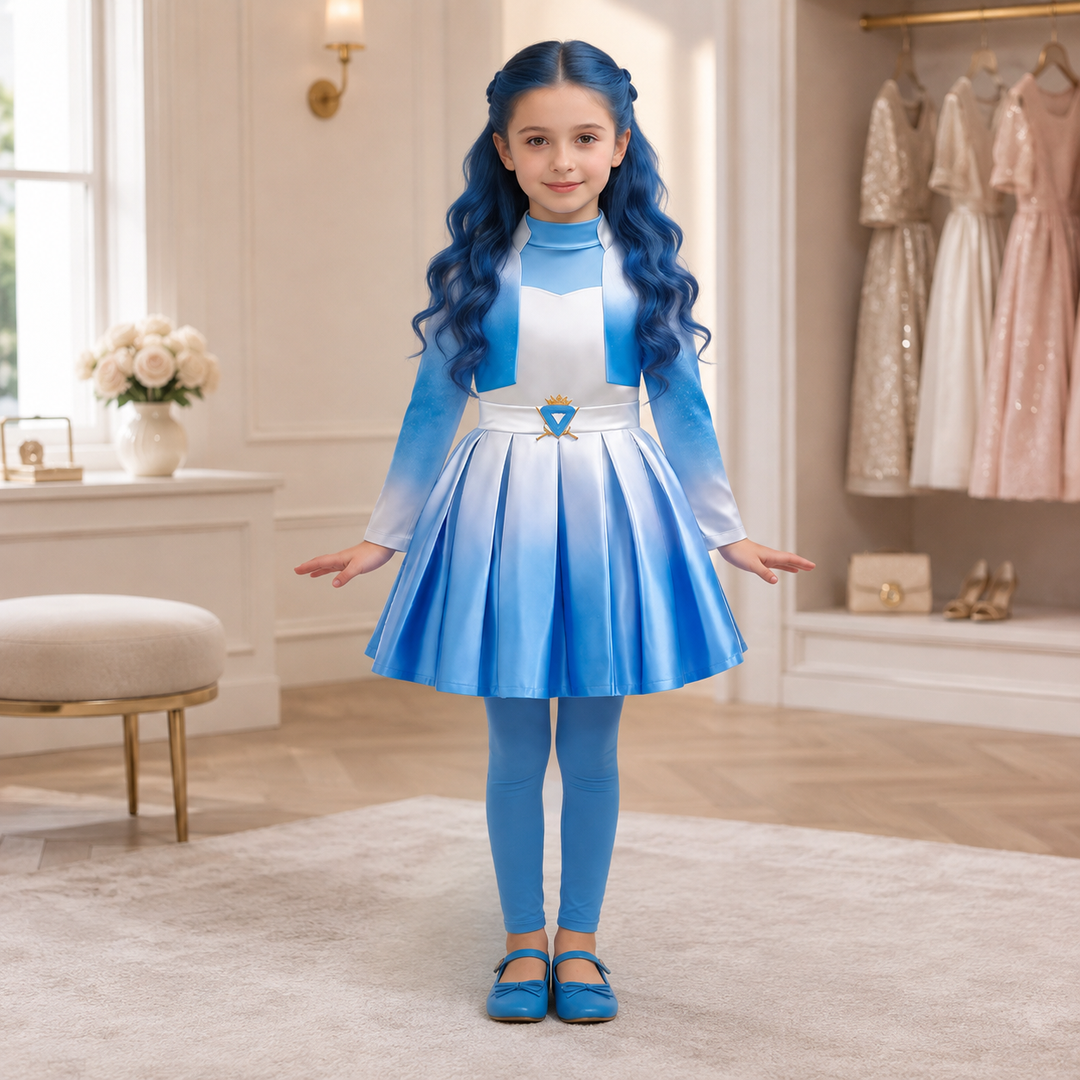 Kids Costume with Wig Descendants Rise of Red Outfit