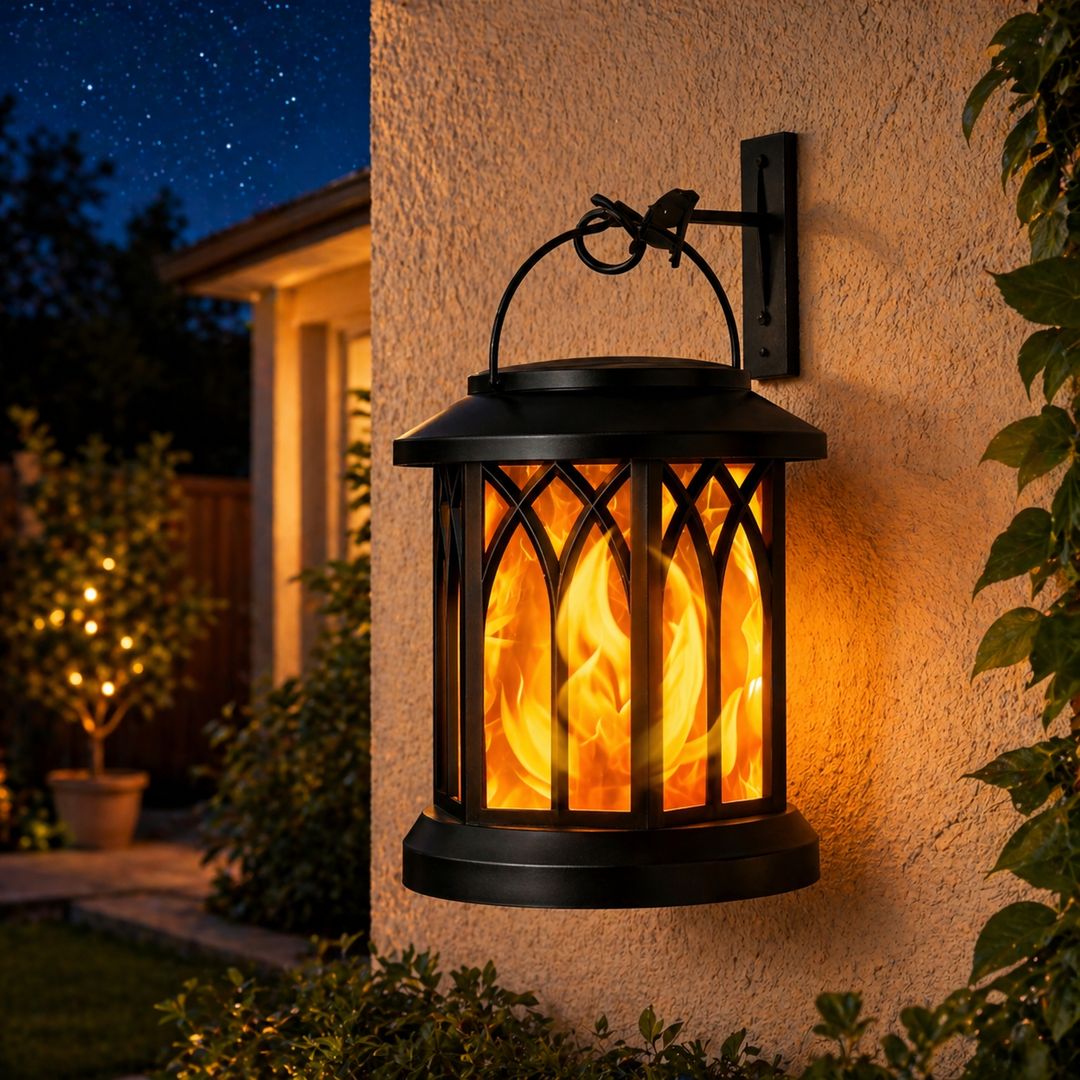 Outdoor Flame Lantern Light Waterproof Hanging LED Fire Effect Lamp