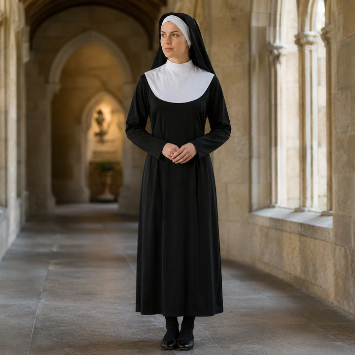 Nun Costume with Headscarf Religious Halloween Costume Set