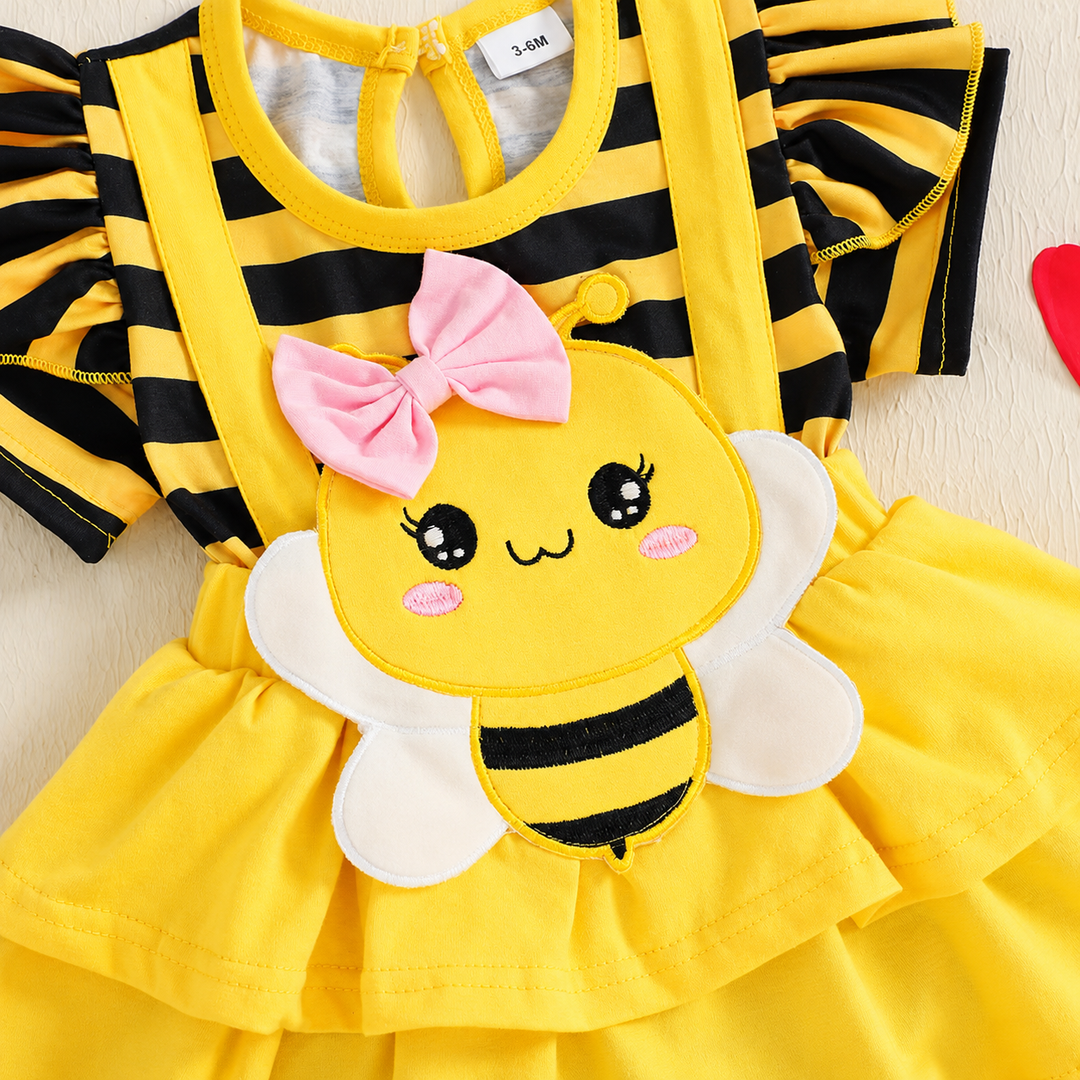 Baby Bee Romper Costume with Antenna Headband Set for Baby Photo Prop