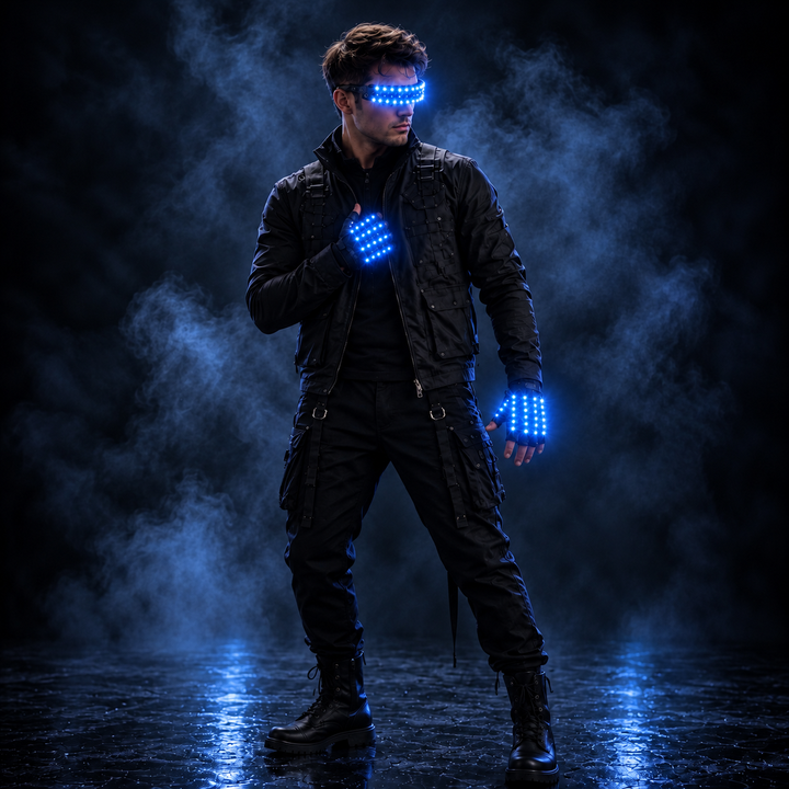 LED Light Up Gloves and Glasses Set Electronic Party Accessories