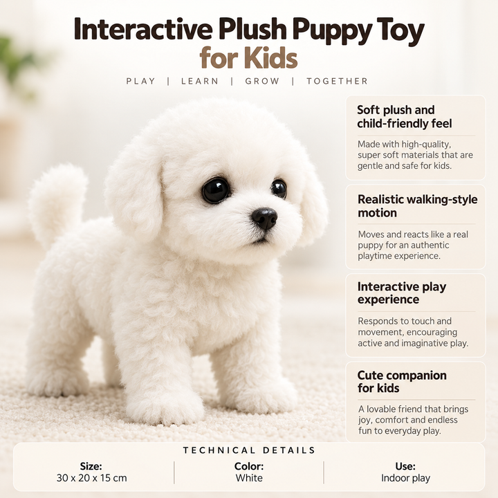 Interactive Plush Dog Toy for Kids Soft Cuddly Companion