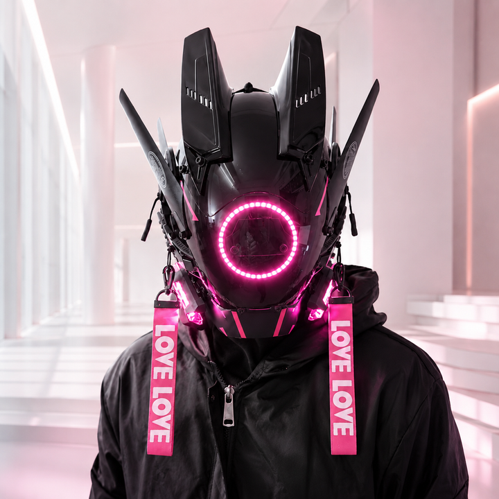 LED Light-Up Cyberpunk Helmet Mask for Festival Rave Costume