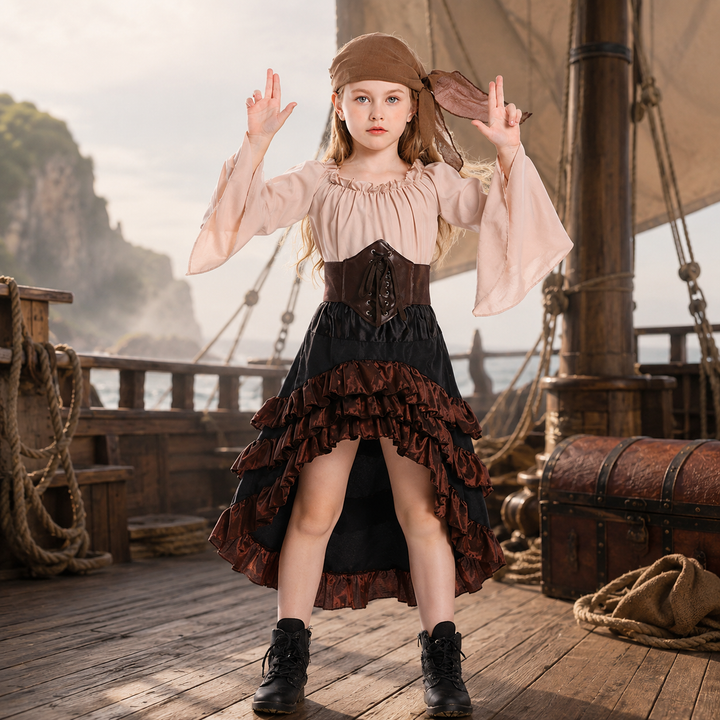 Girls Pirate Ruffle Skirt Halloween Costume Dress