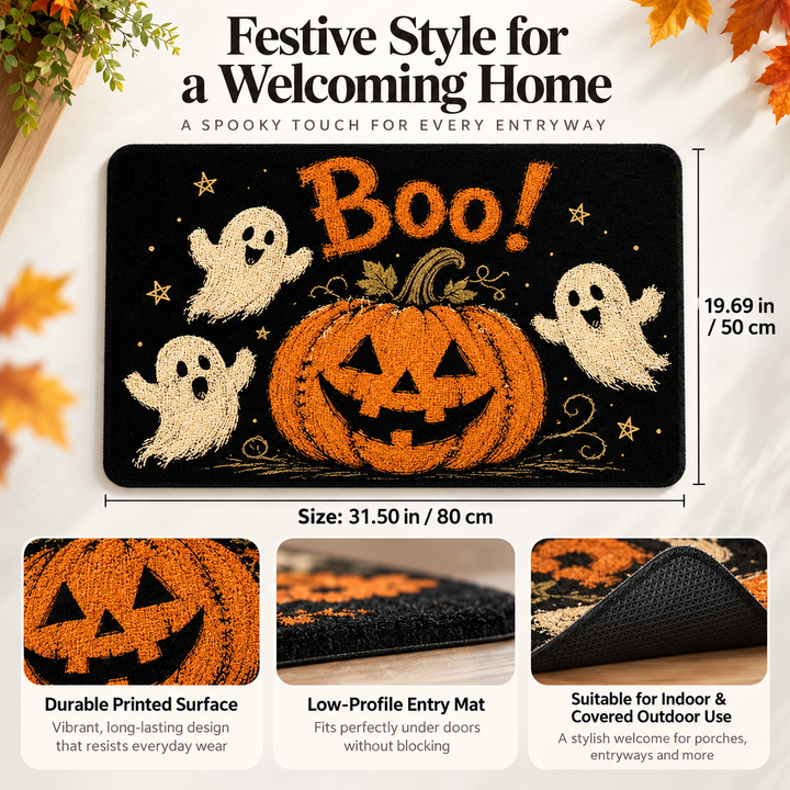 Pumpkin Doormat Non Slip Velvet Entryway Welcome Floor Mat