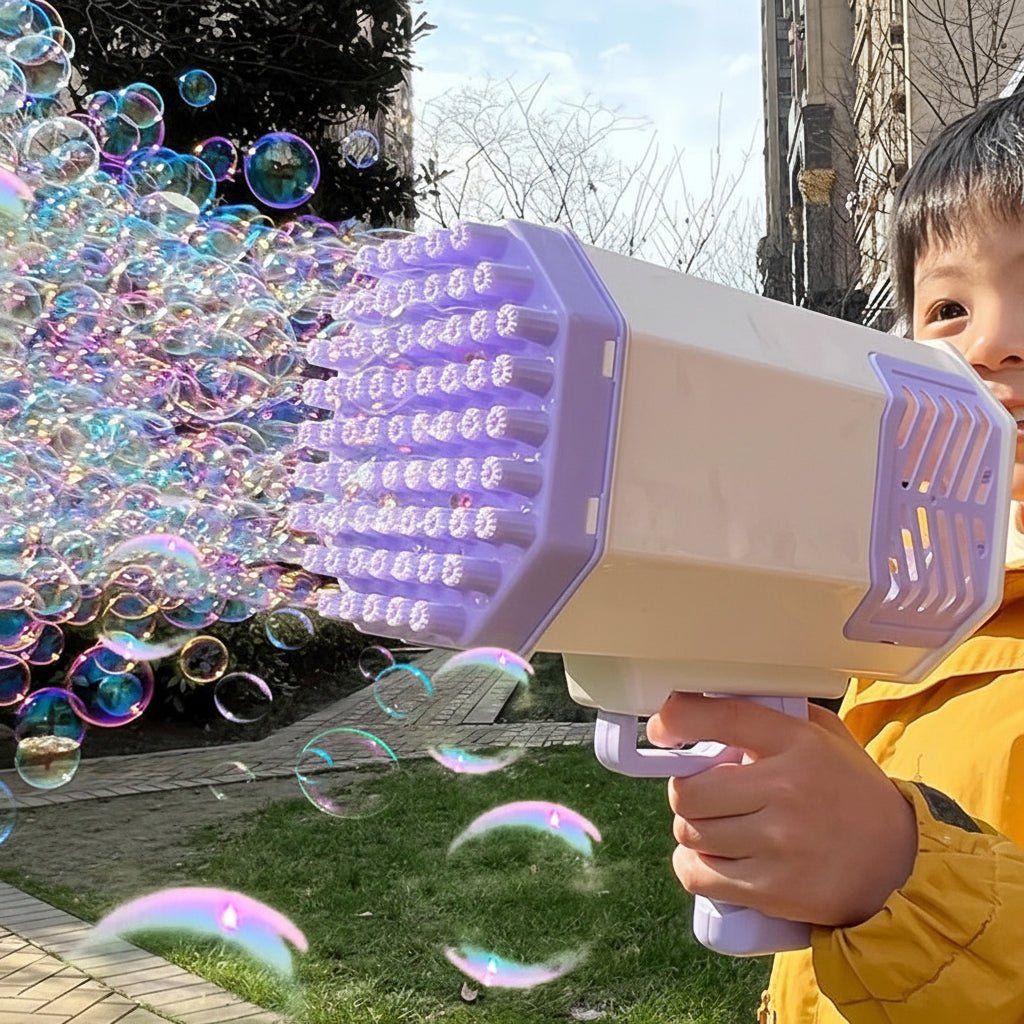 Bubble Gun Bubble Blower Toy with LED Light for Kids Outdoor Play
