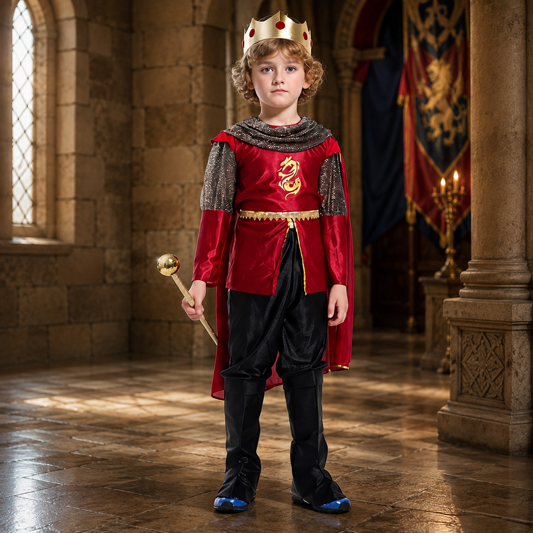 Kids King Costume Set with Crown and Cape Halloween Outfit