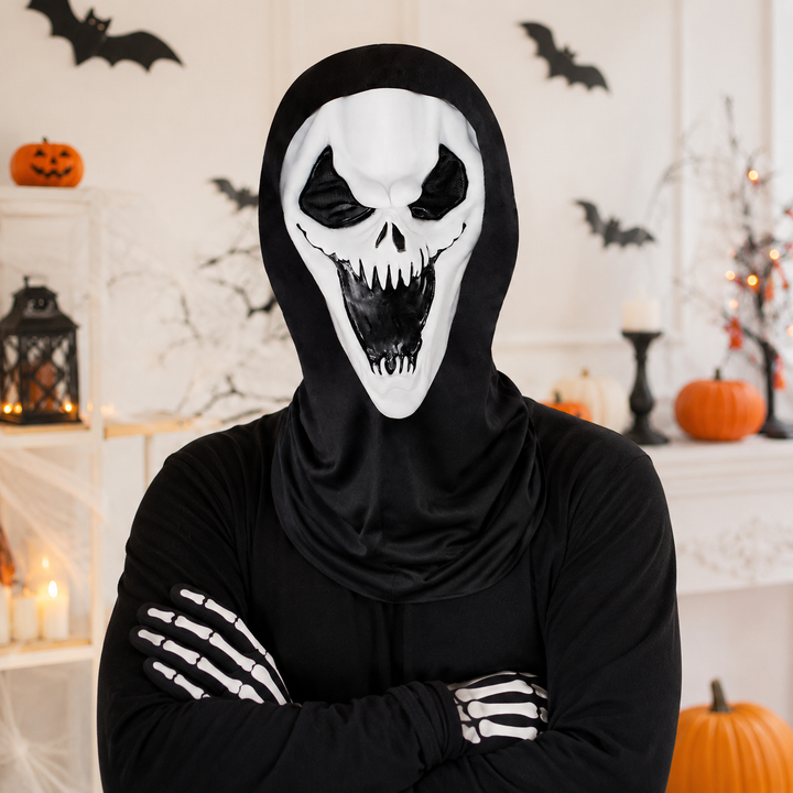 Ghostface Scream Halloween Costume Mask with Mesh Eyes