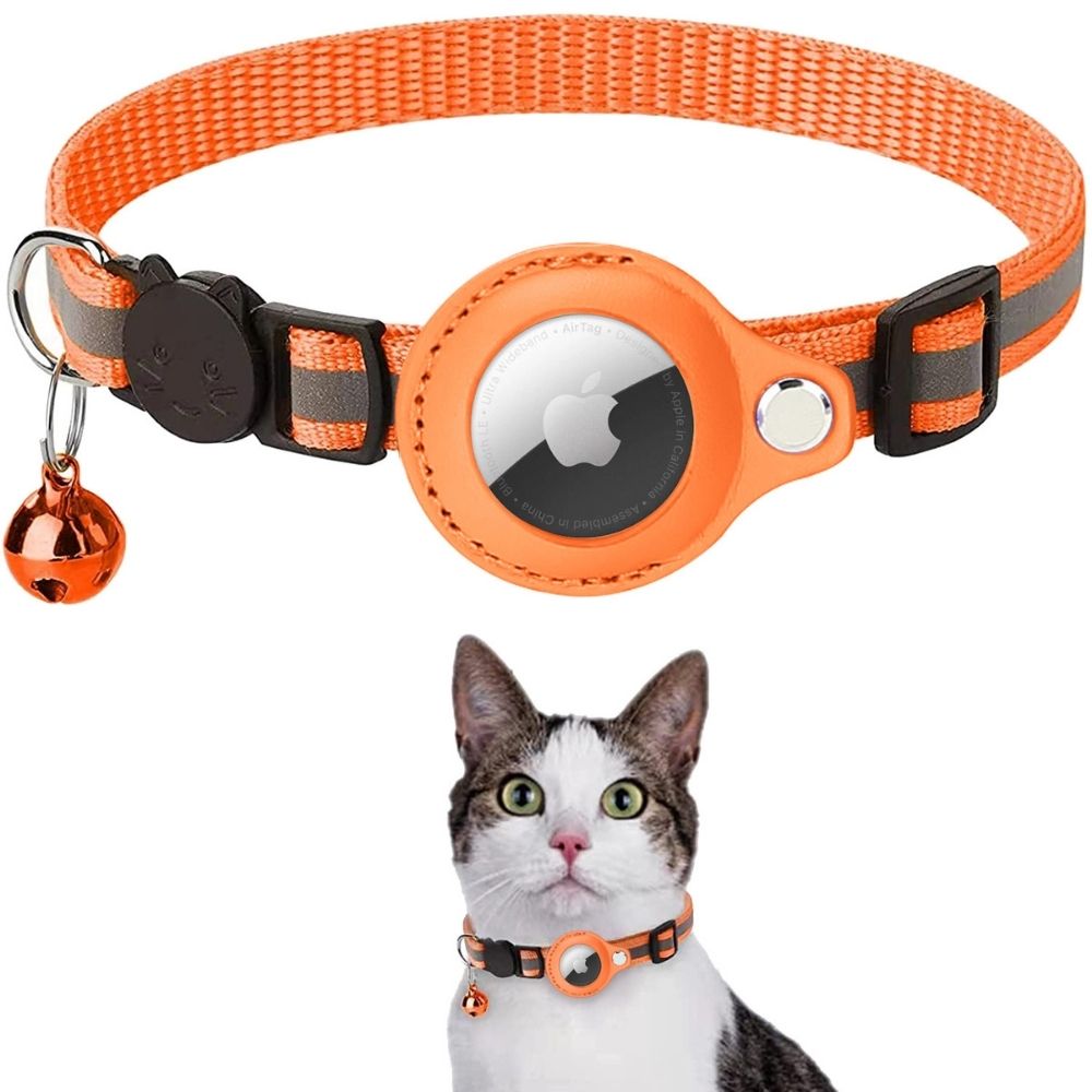 Reflective Cat Collar with GPS Tracker Holder Adjustable Safety Collar