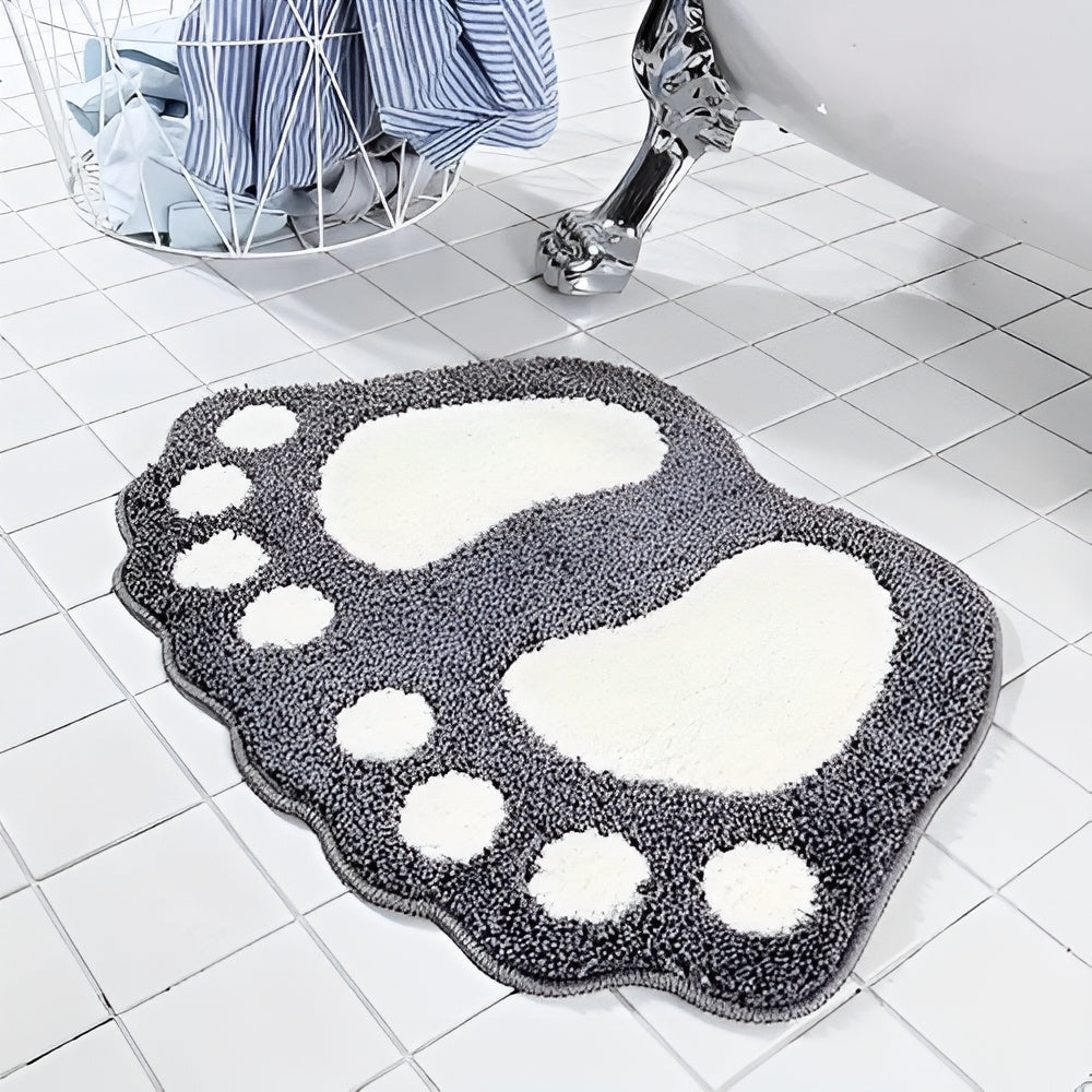 Paw Print Bath Mat Rectangular Non-Slip Bathroom Floor Rug