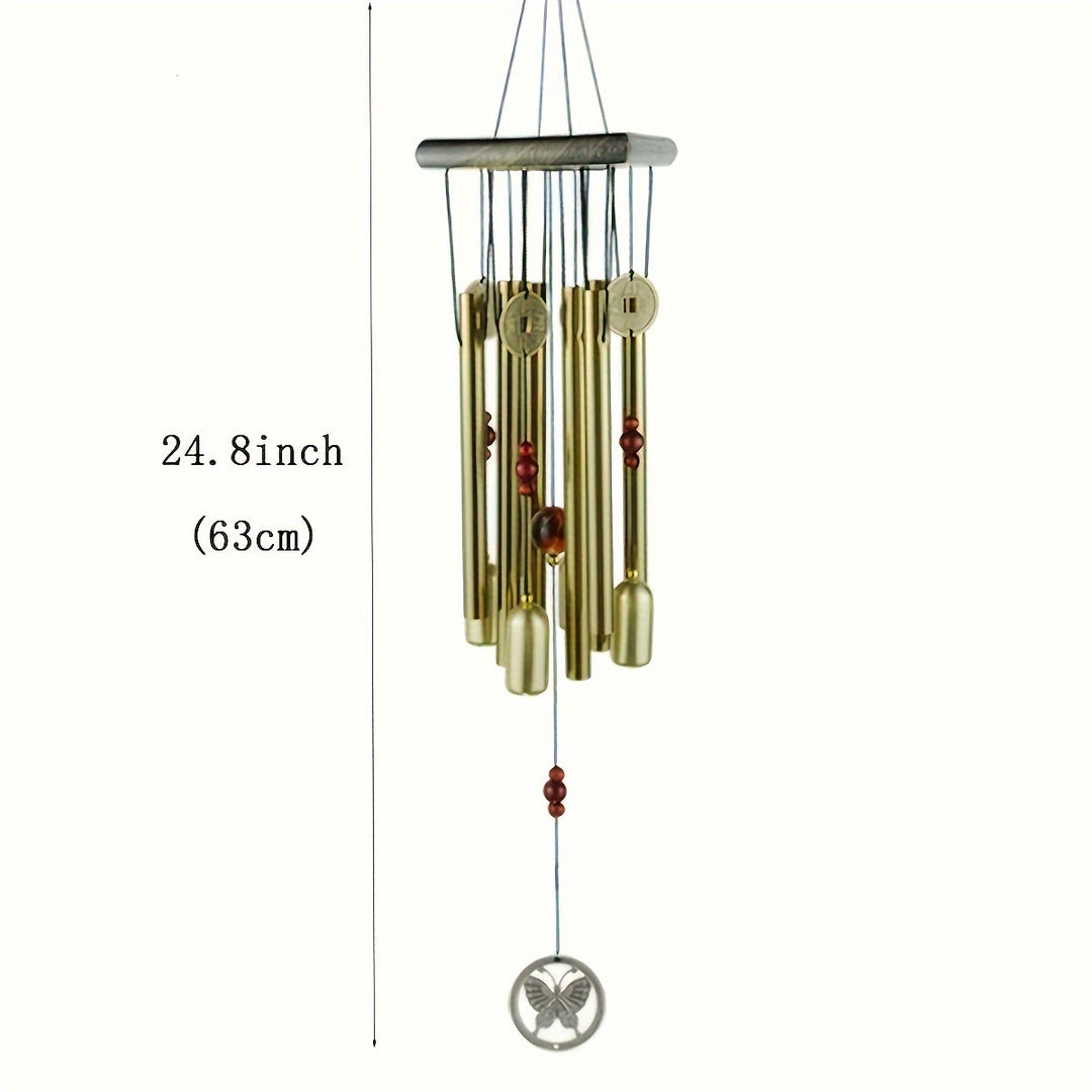 Large Copper Bell Wind Chime with Aluminum Alloy Tubes Outdoor Decor